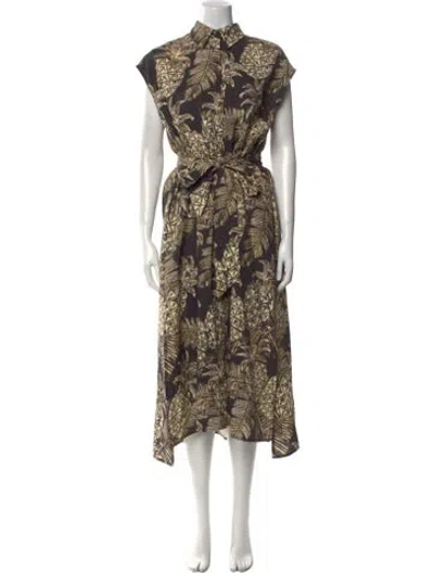 Pre-owned Psophia Linen Long Dress In Black