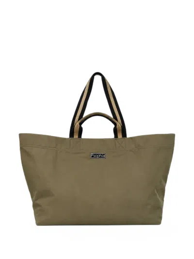 Psophia Logo-patch Striped-strap Tote Bag In Gray