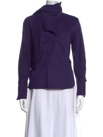 Pre-owned Psophia Long Sleeve Button-up Top In Purple