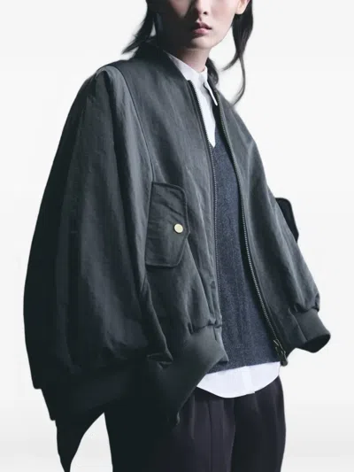 Psophia Mandarin-collar Bomber Jacket In Green