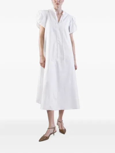Psophia Mao Popling Midi Dress In White