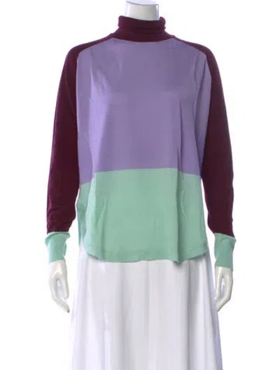 Pre-owned Psophia Merino Wool Colorblock Pattern Sweater In Purple