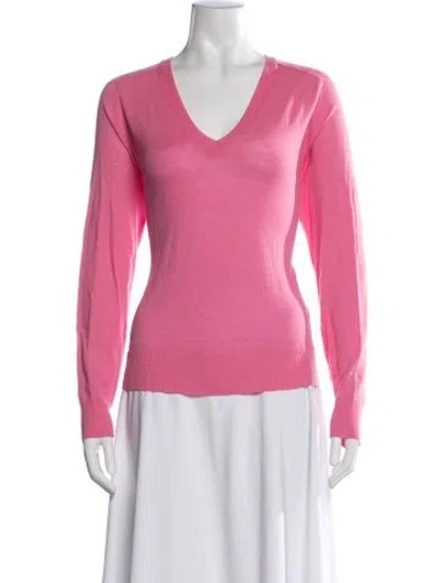 Pre-owned Psophia Merino Wool V-neck Sweater In Pink