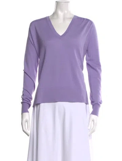 Pre-owned Psophia Merino Wool V-neck Sweater In Purple