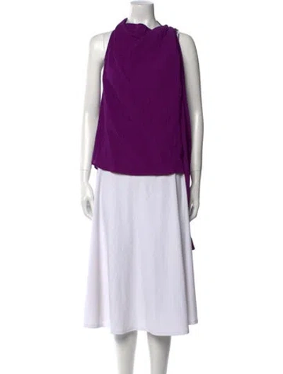 Pre-owned Psophia Mock Neck Sleeveless Blouse In Purple