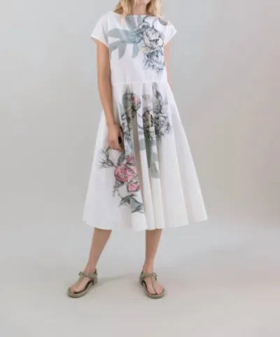 Psophia Muted Peony Study Dress In White