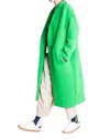 Psophia One Button Midi Techno Fabric Coat In Green