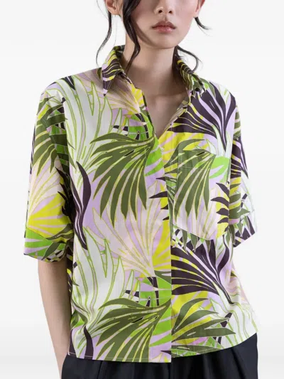 Psophia Oversized Palm-print Short-sleeve Shirt In Multi