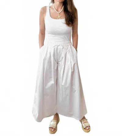 Psophia Palazzo Pants With Drawstring Waist In White