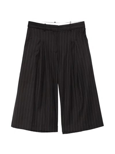 Psophia Pinstripe Pleated Shorts In Brown