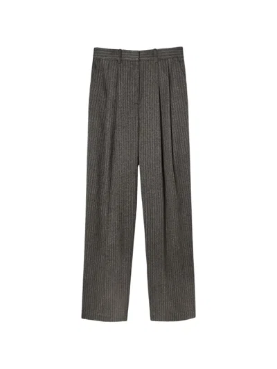 Psophia Pinstripe Pleated Trousers In Gray
