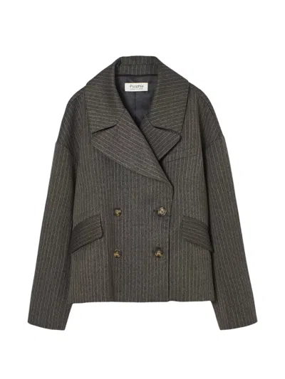 Psophia Pinstriped Double-breasted Jacket In Gray