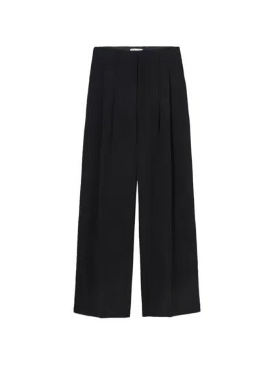 Psophia Pleated Wide-leg Trousers In Black