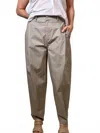 Psophia Poplin Pleated Pants In Taupe In Gray