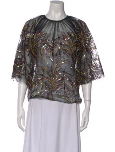 Pre-owned Psophia Printed Crew Neck Top In Multi