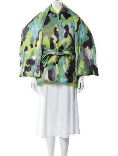 Pre-owned Psophia Printed Down Jacket In Green