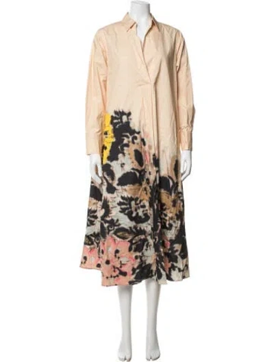 Pre-owned Psophia Printed Long Dress In Neutrals
