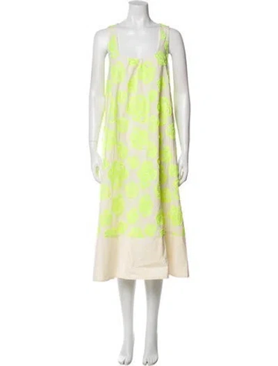 Pre-owned Psophia Printed Midi Length Dress In Yellow