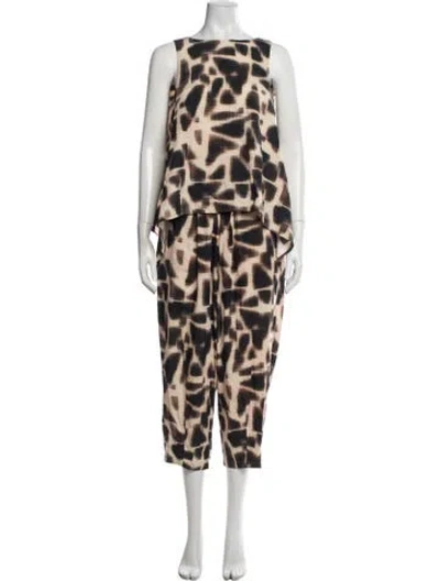 Pre-owned Psophia Printed Pantsuit In Brown