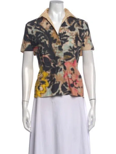 Pre-owned Psophia Printed Short Sleeve Top In Multicolor