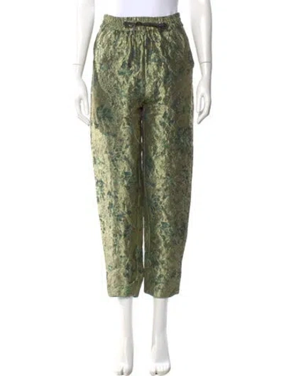 Pre-owned Psophia Printed Straight Leg Pants In Green