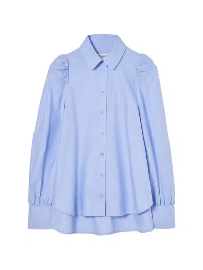 Psophia Puff-sleeve Layered Shirt In Blue