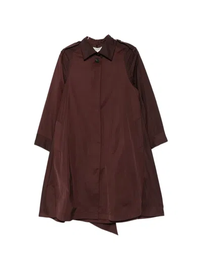 Psophia 푸시 보우 스톰 플랩 코트 세트 2p In Brown