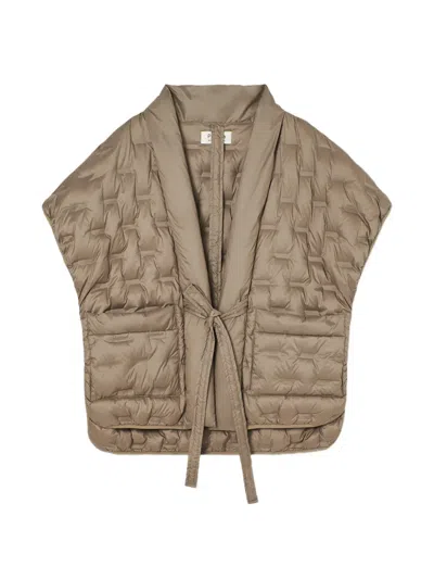 Psophia Quilted Tie-fastening Gilet In Brown
