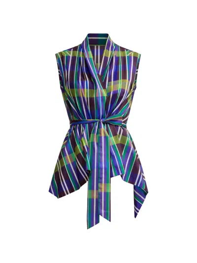 Psophia Retro Prism Wrap Top In Multi