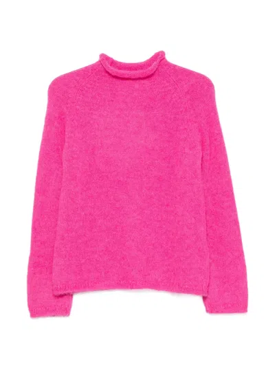 Psophia Roll-neck Raglan-sleeve Wool Sweater In Pink