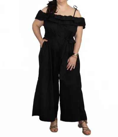 Psophia Ruffle Neck Jumpsuit In Black