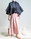 Psophia Ruffle Tie Caplet In Black In Black