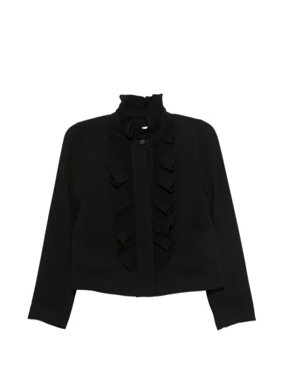Psophia Ruffled Pleated Jacket In Black