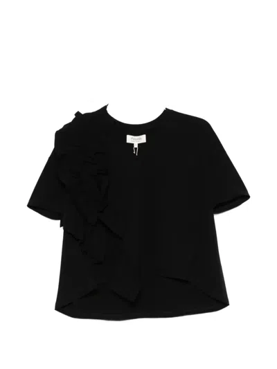 Psophia Ruffled T-shirt In Black