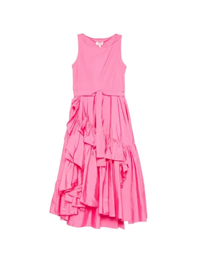Psophia Ruffled Tie Midi Dress In Pink