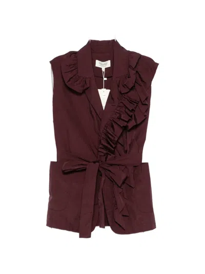 Psophia Ruffled Tie Top In Brown