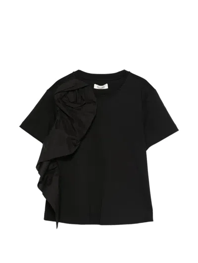 Psophia Ruffled T-shirt In Black