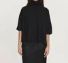 Psophia Short Sleeve Turtleneck/poncho In Black