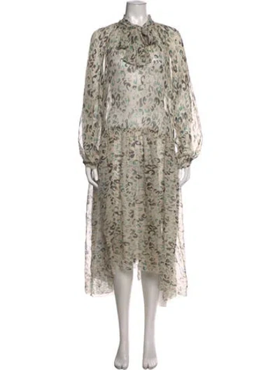 Pre-owned Psophia Silk Long Dress In Neutrals