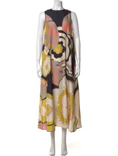 Pre-owned Psophia Silk Long Dress In Neutrals