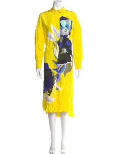 Pre-owned Psophia Silk Long Dress In Yellow