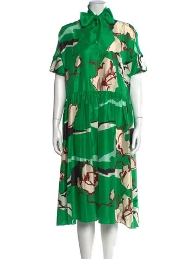 Pre-owned Psophia Silk Midi Length Dress In Green