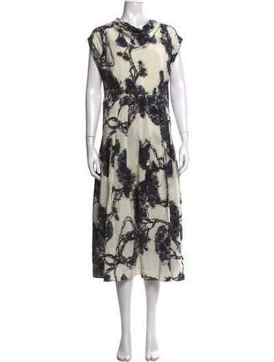 Pre-owned Psophia Silk Midi Length Dress In Neutrals