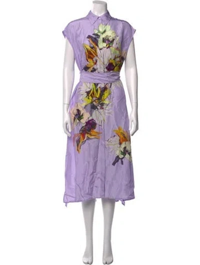 Pre-owned Psophia Silk Midi Length Dress In Purple