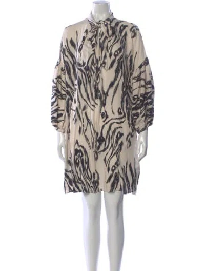 Pre-owned Psophia Silk Mini Dress In Neutral