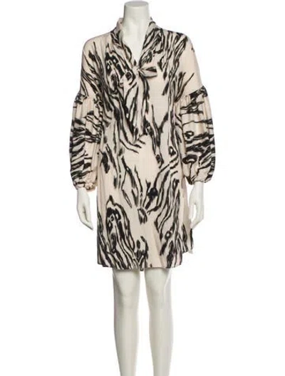 Pre-owned Psophia Silk Mini Dress In White