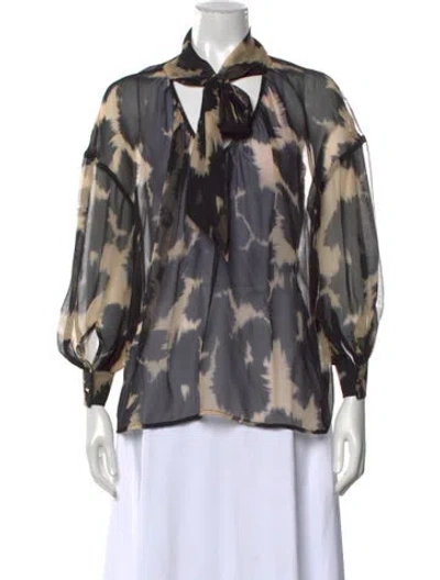 Pre-owned Psophia Silk Printed Blouse In Black