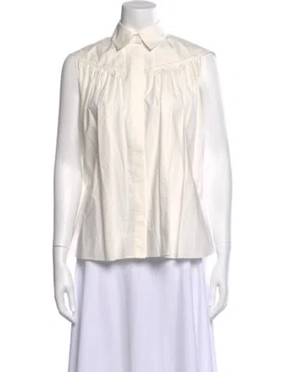 Pre-owned Psophia Sleeveless Button-up Top In Neutrals