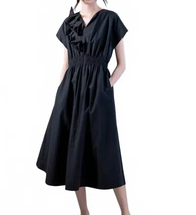 Psophia Sleeveless Cotton Poplin Dress In Black