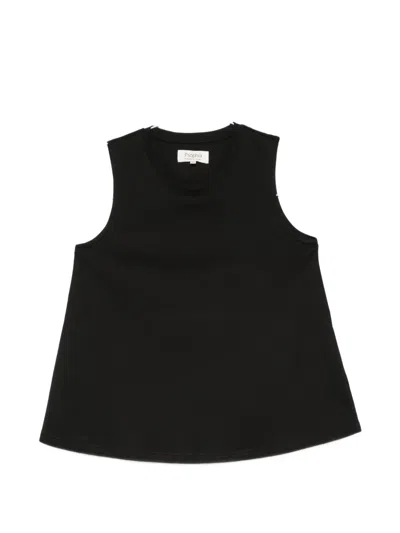 Psophia Sleeveless Crew-neck Cotton Tank Top In Black